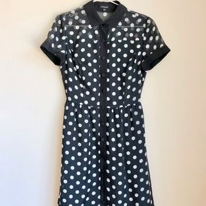 J. Peterman Silk Polka Dot Retro Dress NWOT Sz 0/2